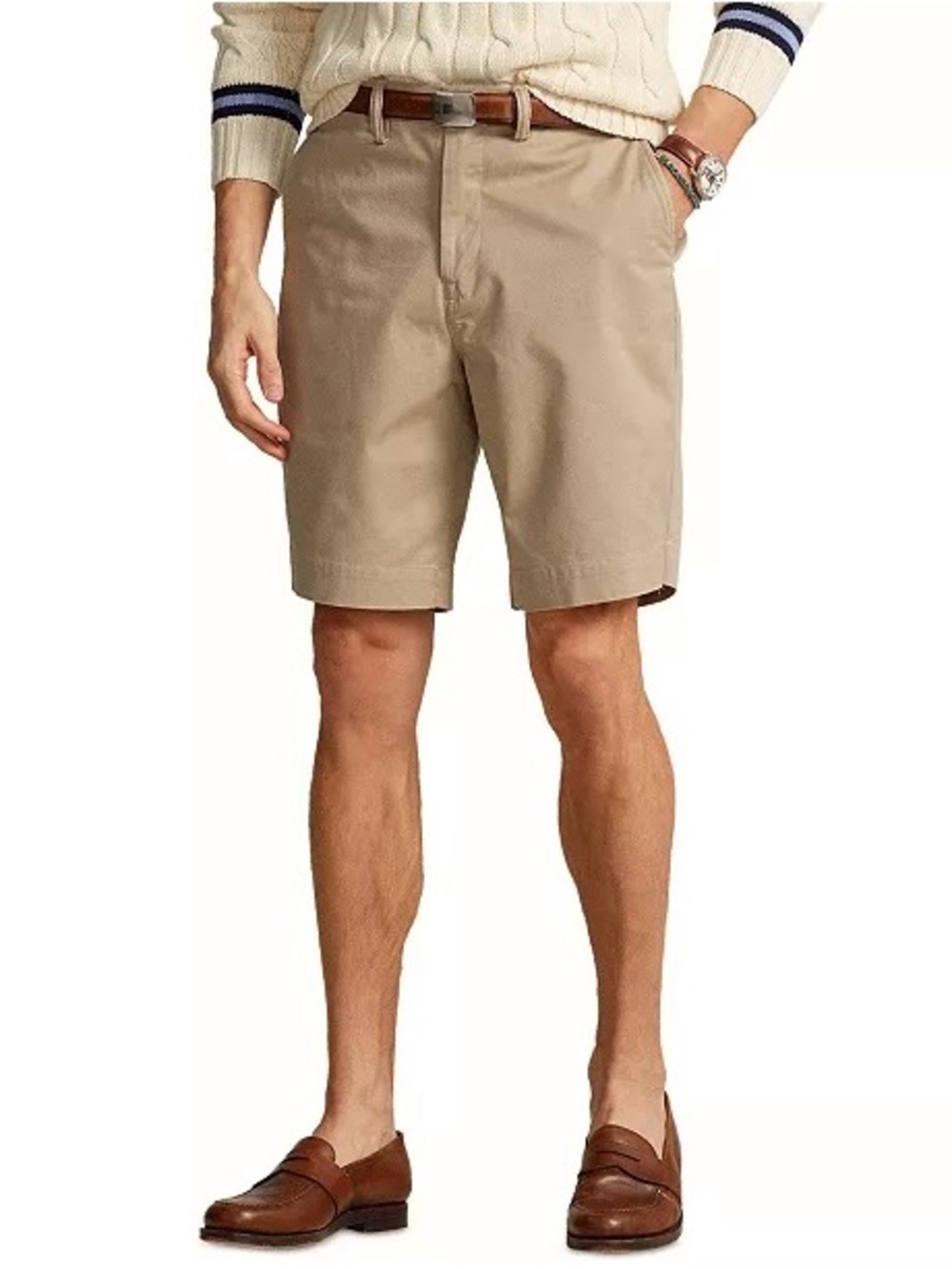 Polo Ralph Lauren Men’s Khaki Flat Front Cotton Chino Shorts 9” Inseam Size 32